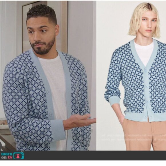 Sandro Square Square Cross Jacquard Cardigan Sweater XS